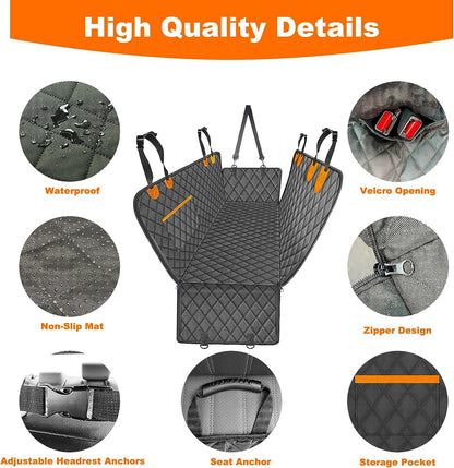 Waterproof Dog Car Back Seat Cover Black