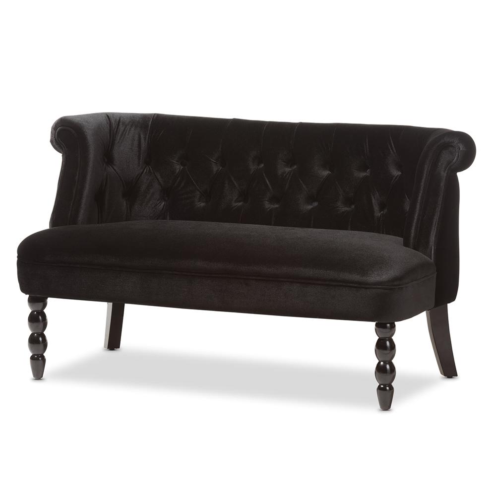 Fritz Black Velvet Loveseat - living-essentials