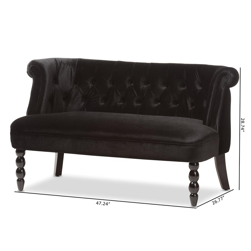 Fritz Black Velvet Loveseat - living-essentials