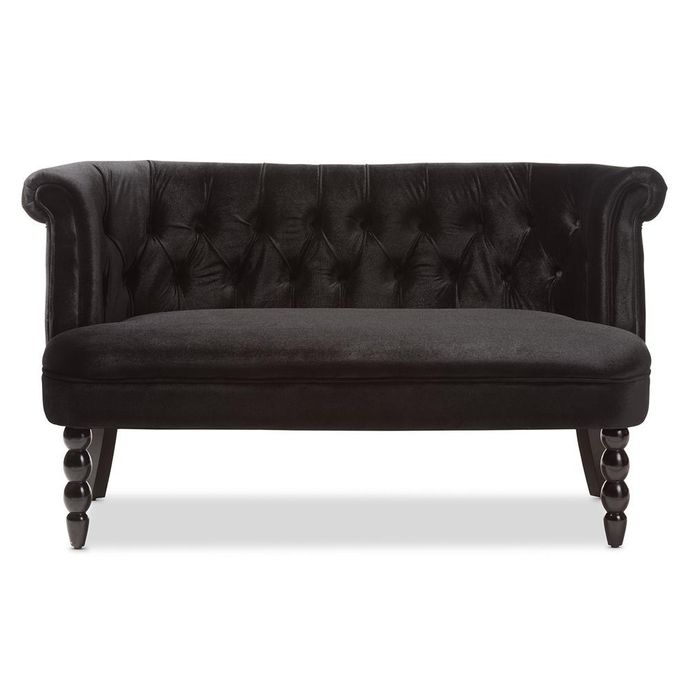 Fritz Black Velvet Loveseat - living-essentials