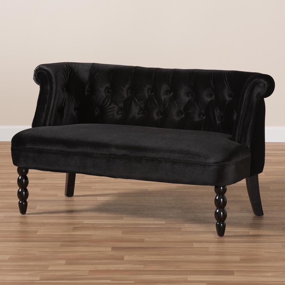 Fritz Black Velvet Loveseat - living-essentials