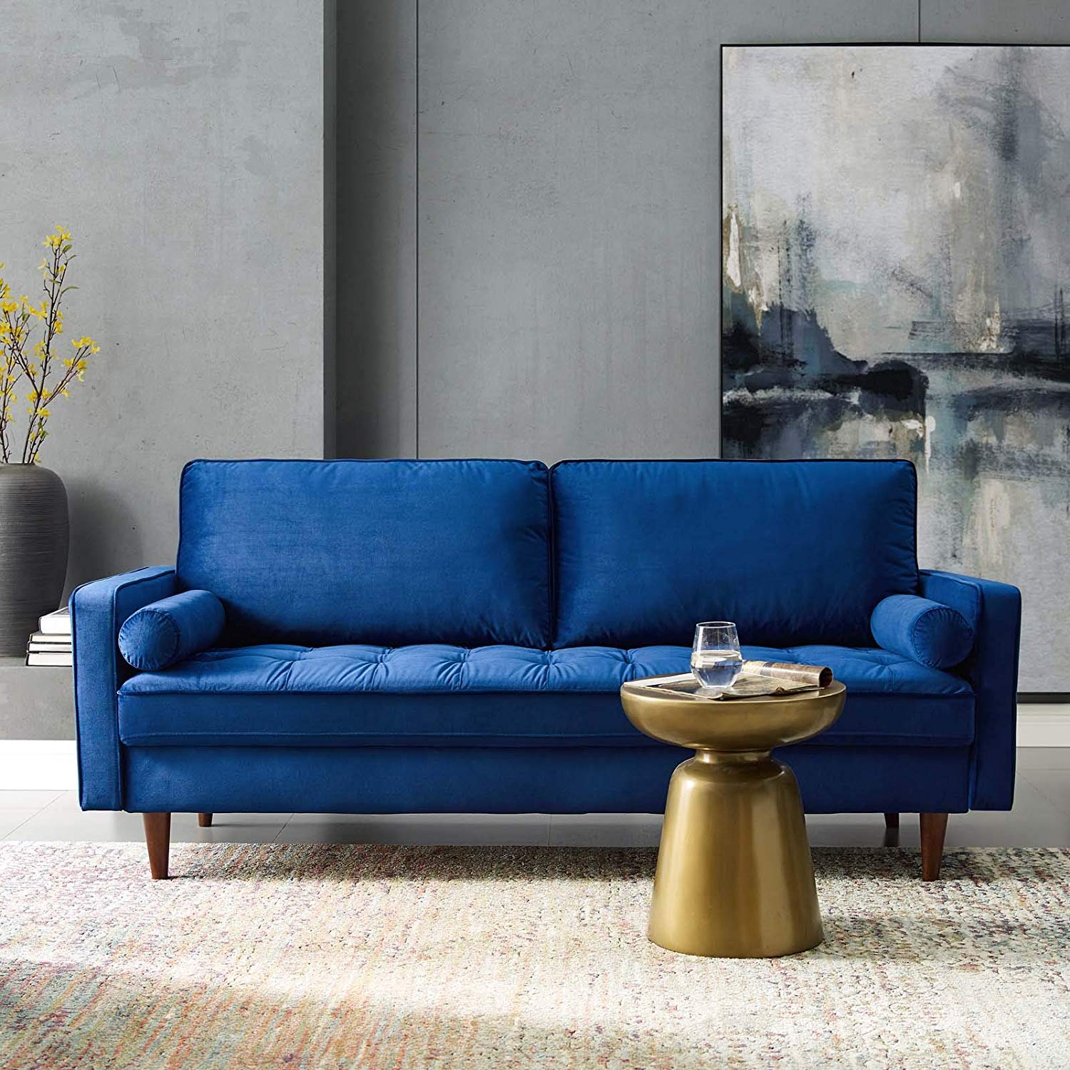 Performance Velvet Sofa in Green - living-essentials