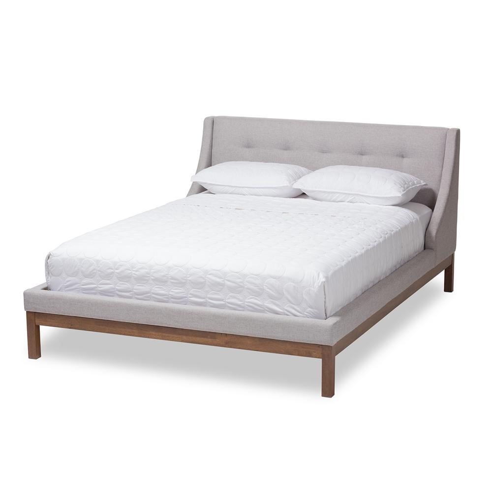 Lourdes Greyish Beige Queen Platform Bed - living-essentials