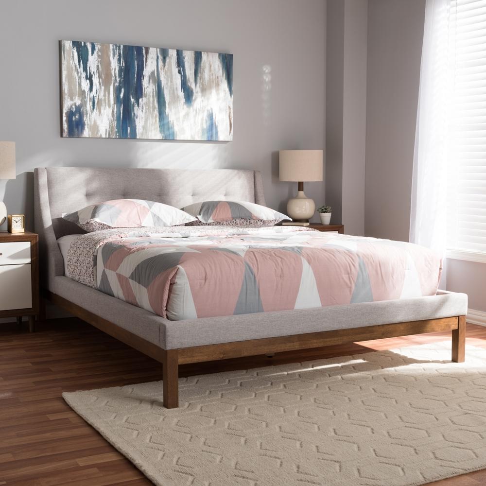 Lourdes Greyish Beige Queen Platform Bed - living-essentials