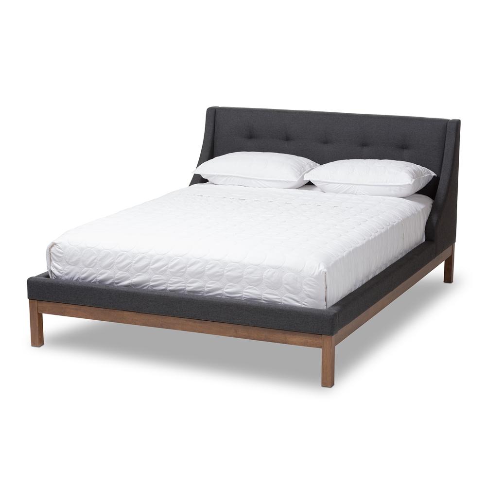 Lourdes Dark Grey Full Platform Bed - living-essentials