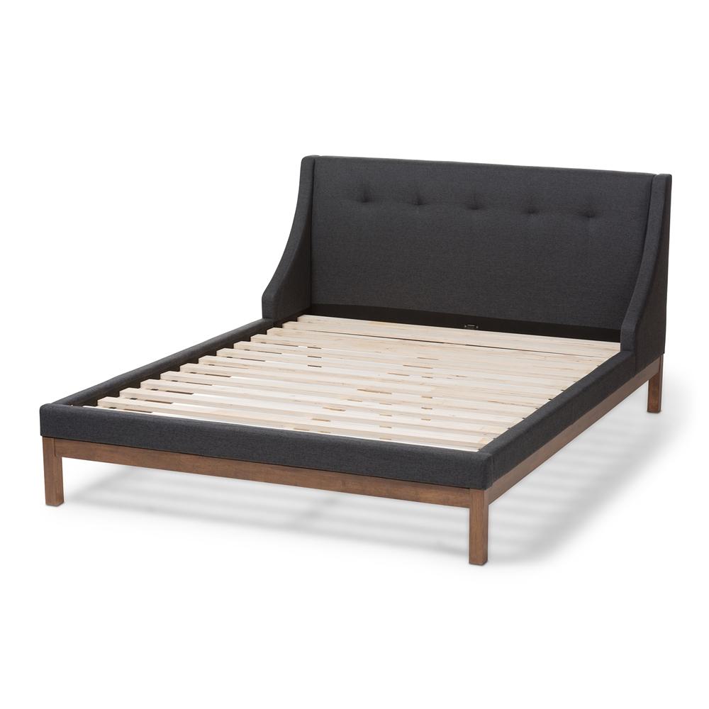 Lourdes Dark Grey Full Platform Bed - living-essentials
