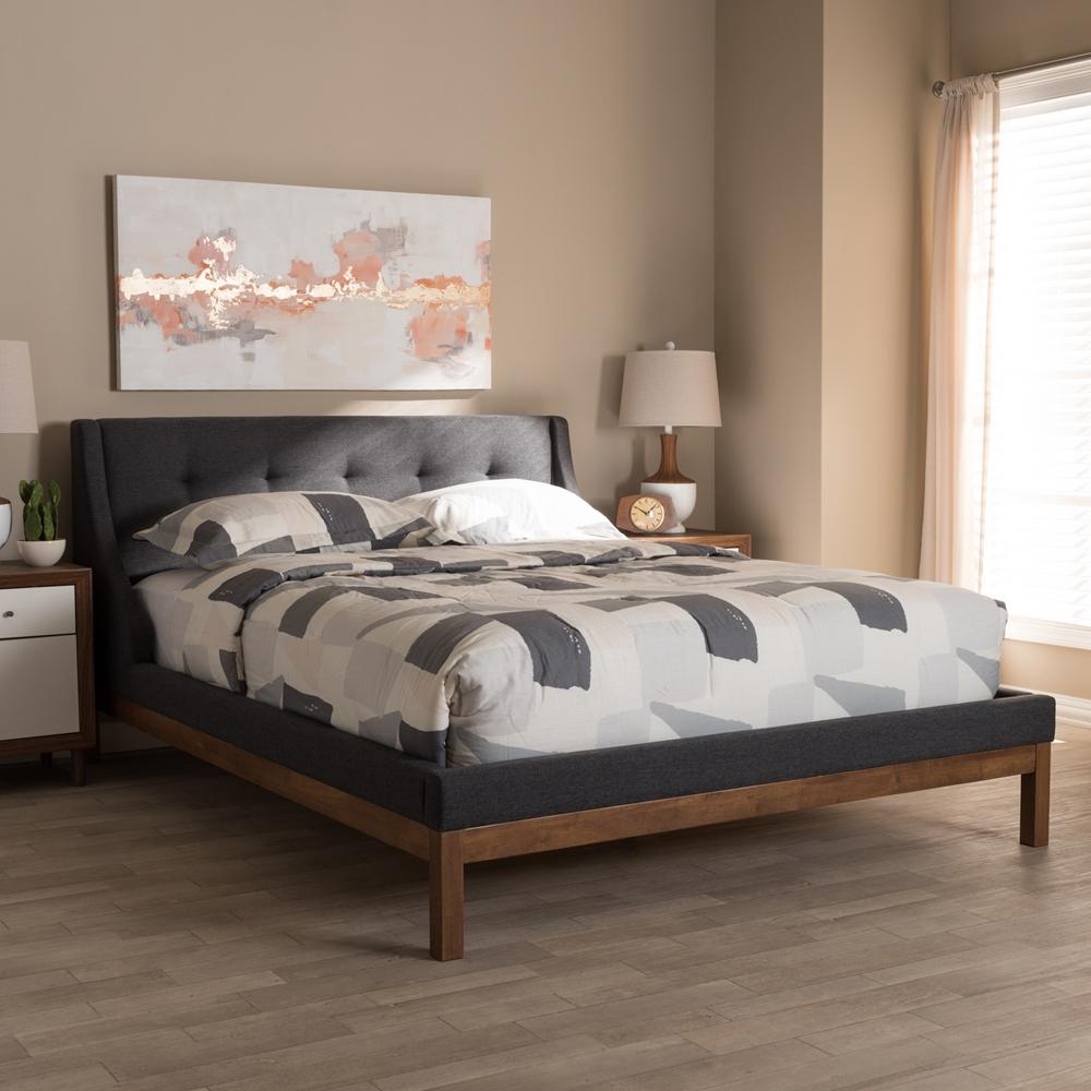 Lourdes Dark Grey Full Platform Bed - living-essentials