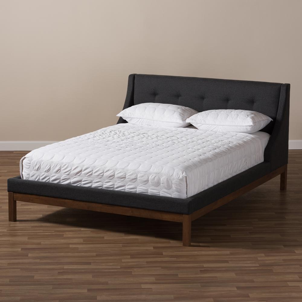 Lourdes Dark Grey Full Platform Bed - living-essentials