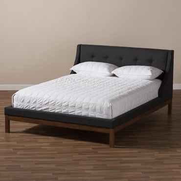 Lourdes Dark Grey Queen Platform Bed - living-essentials
