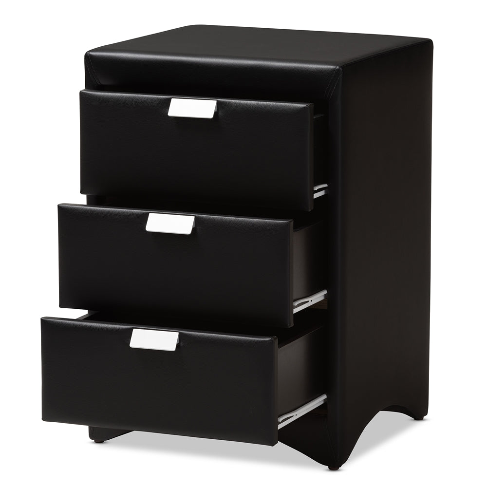 Tammy Leather 3-Drawer Nightstand - living-essentials