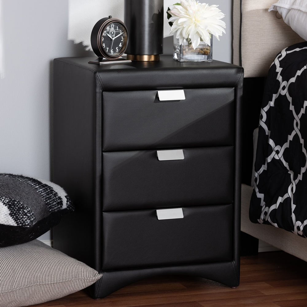 Tammy Leather 3-Drawer Nightstand - living-essentials