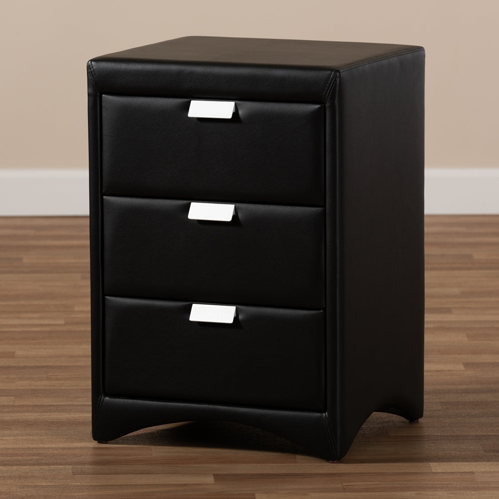 Tammy Leather 3-Drawer Nightstand - living-essentials