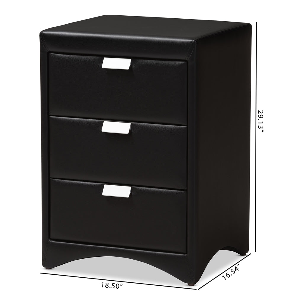 Tammy Leather 3-Drawer Nightstand - living-essentials