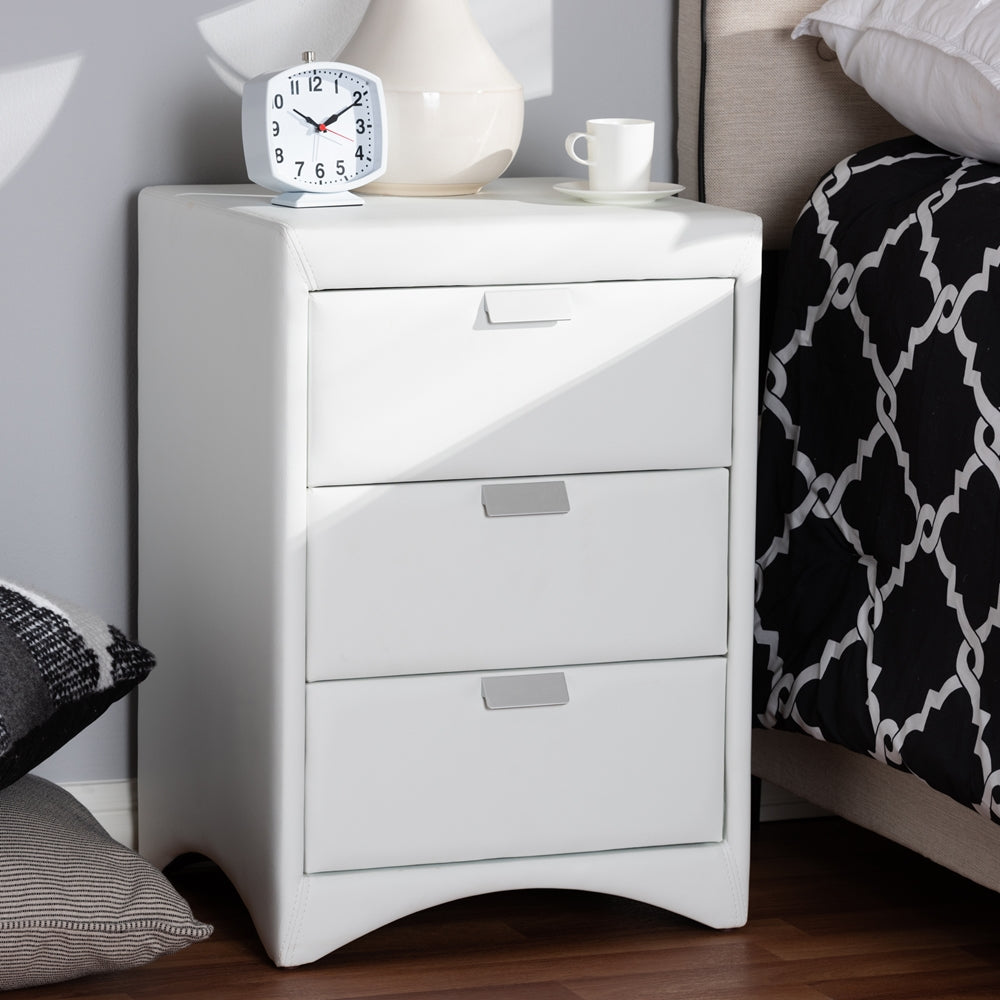 Tammy Leather 3-Drawer Nightstand - living-essentials