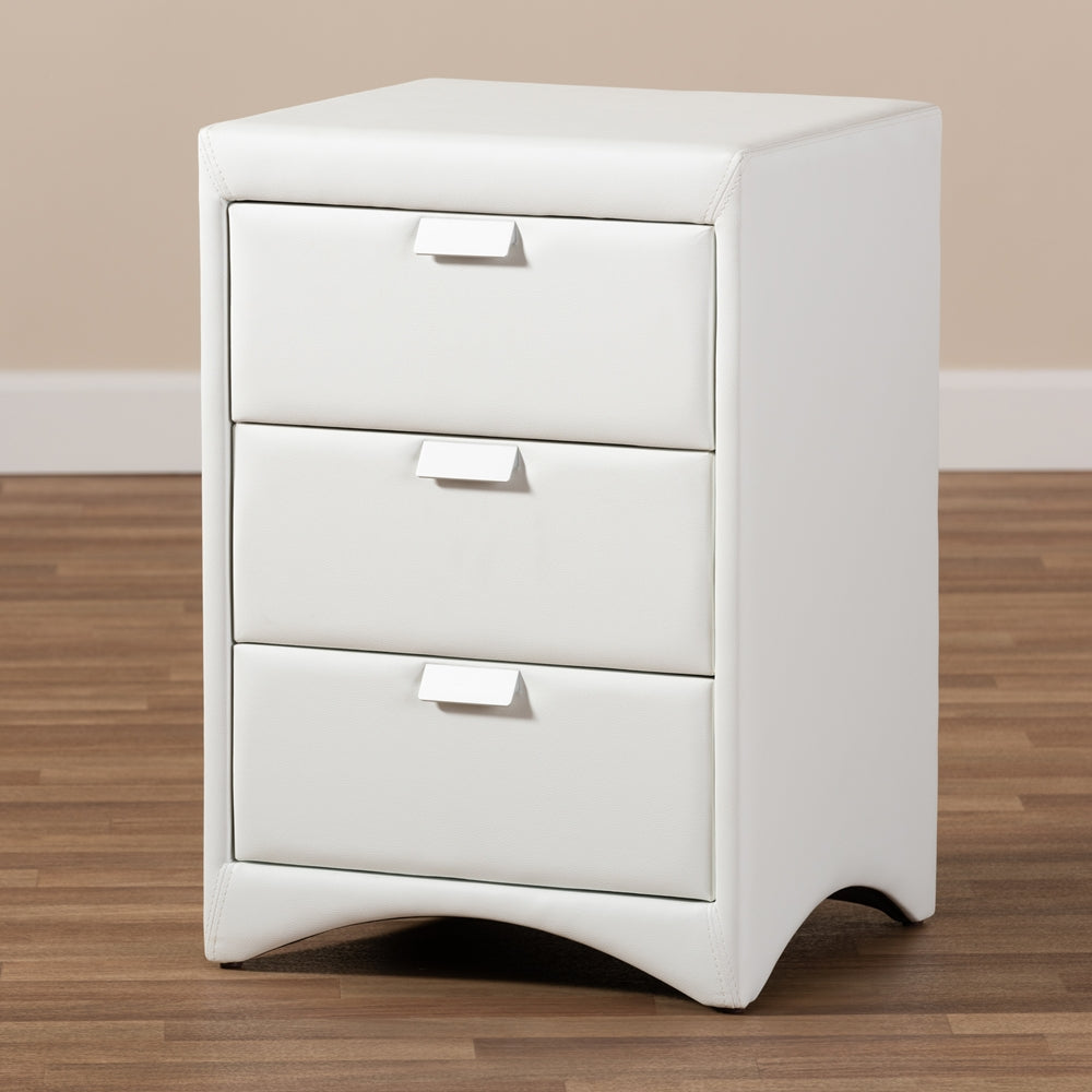 Tammy Leather 3-Drawer Nightstand - living-essentials