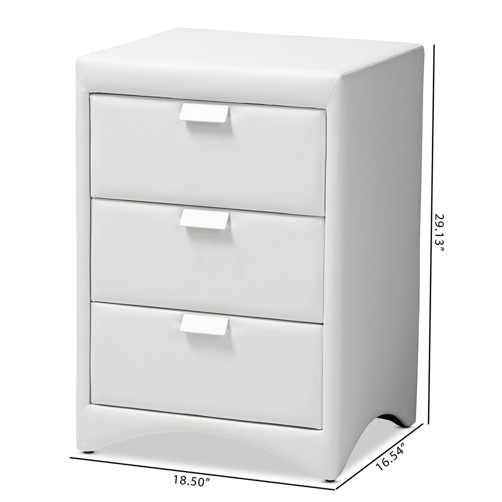 Tammy Leather 3-Drawer Nightstand - living-essentials