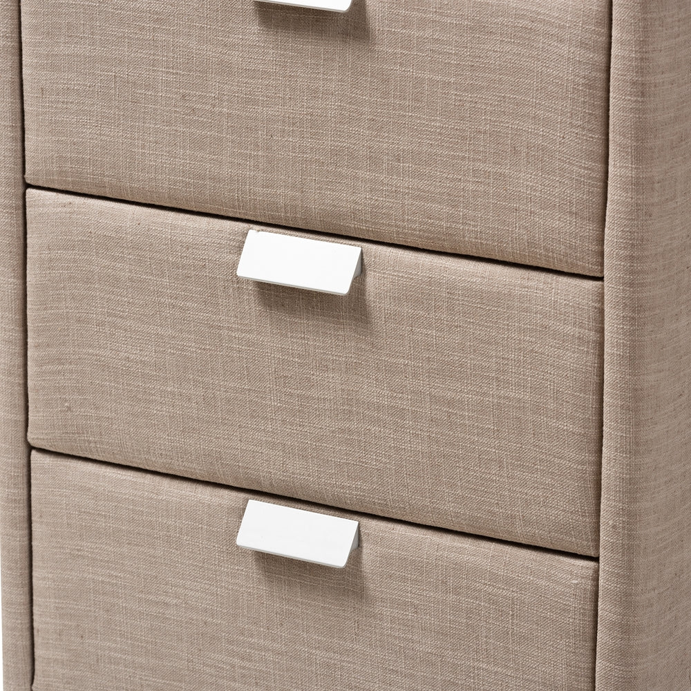 Tammy Fabric 3-Drawer Nightstand - living-essentials