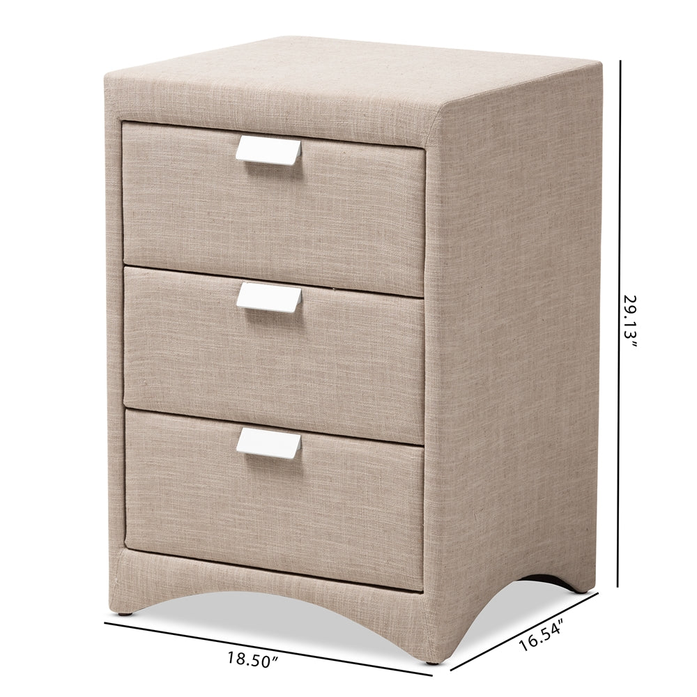 Tammy Fabric 3-Drawer Nightstand - living-essentials