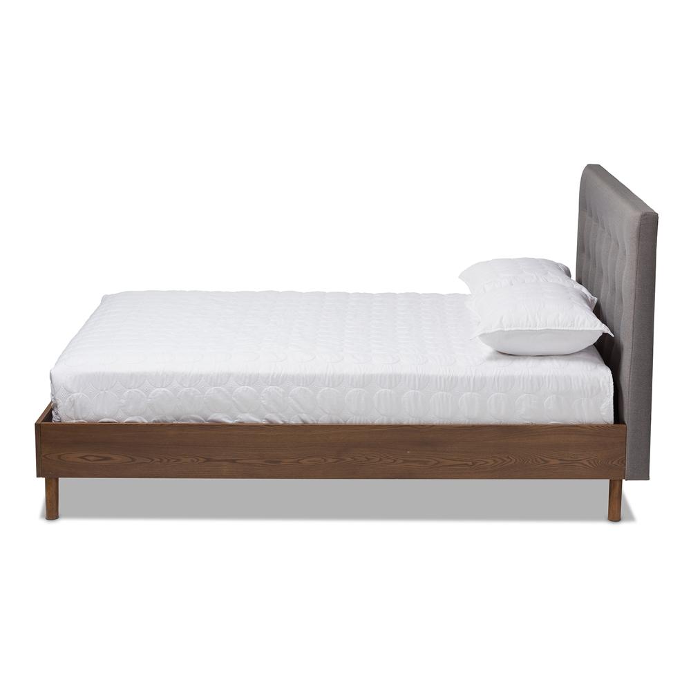 Alea Grey Walnut Wood King Size Platform Bed - living-essentials