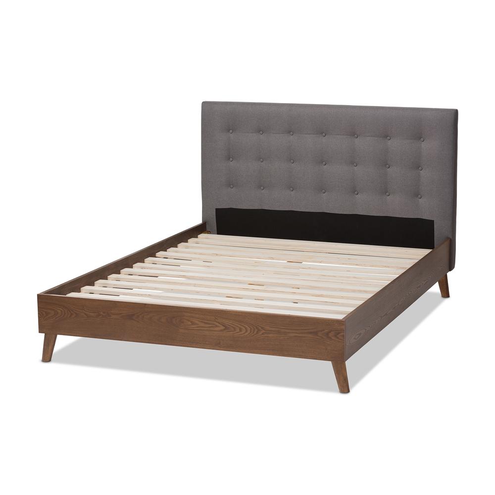 Alea Grey Walnut Wood King Size Platform Bed - living-essentials