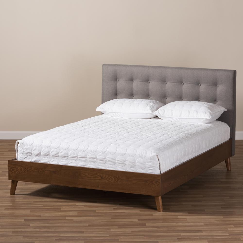 Alea Grey Walnut Wood King Size Platform Bed - living-essentials