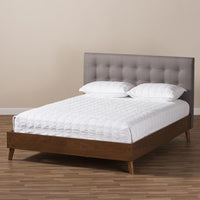 Alea Grey Walnut Wood King Size Platform Bed - living-essentials