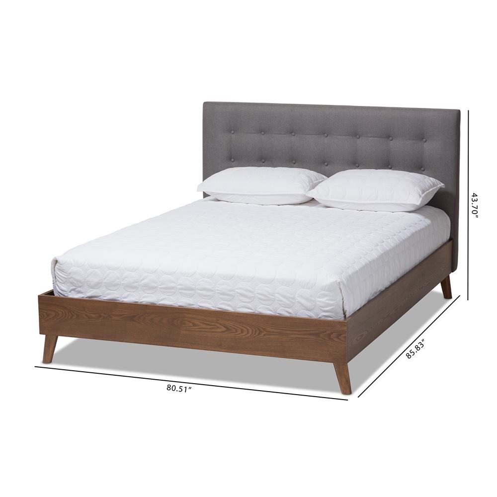 Alea Grey Walnut Wood King Size Platform Bed - living-essentials