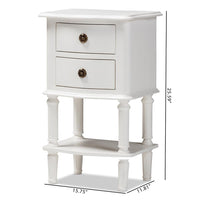 August Country Cottage Farmhouse 2-Drawer Nightstand - living-essentials