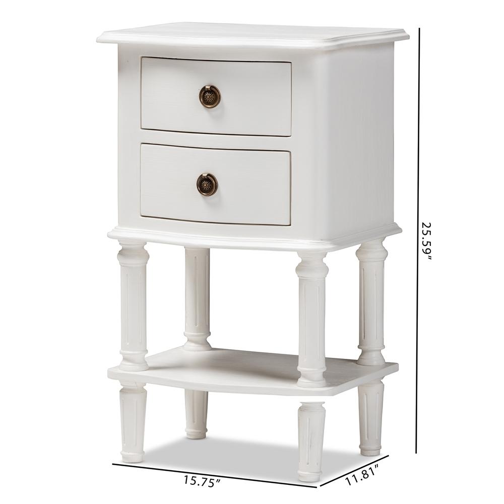 August Country Cottage Farmhouse 2-Drawer Nightstand - living-essentials