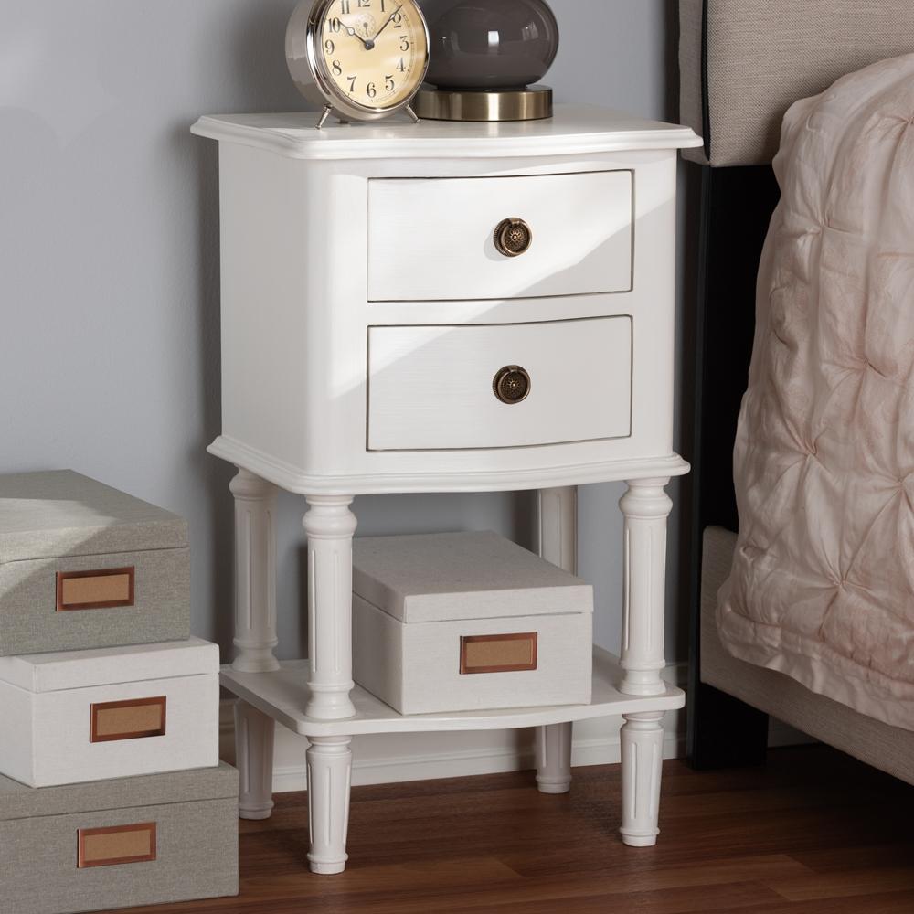 August Country Cottage Farmhouse 2-Drawer Nightstand - living-essentials