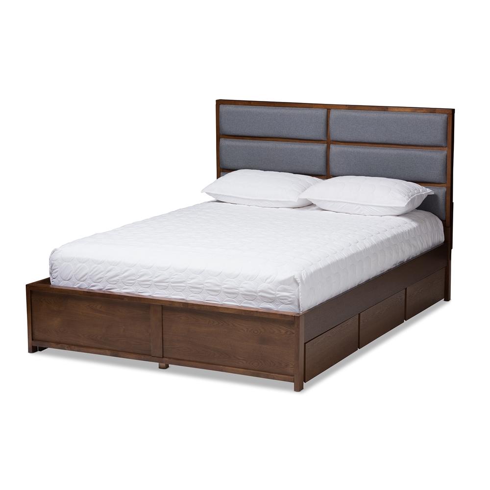 Marcelo Dark Grey Walnut King Storage Platform Bed - living-essentials