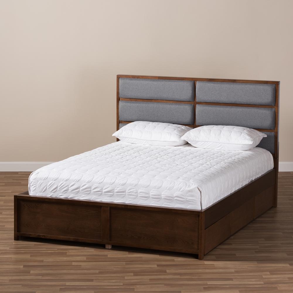 Marcelo Dark Grey Walnut Queen Storage Platform Bed - living-essentials