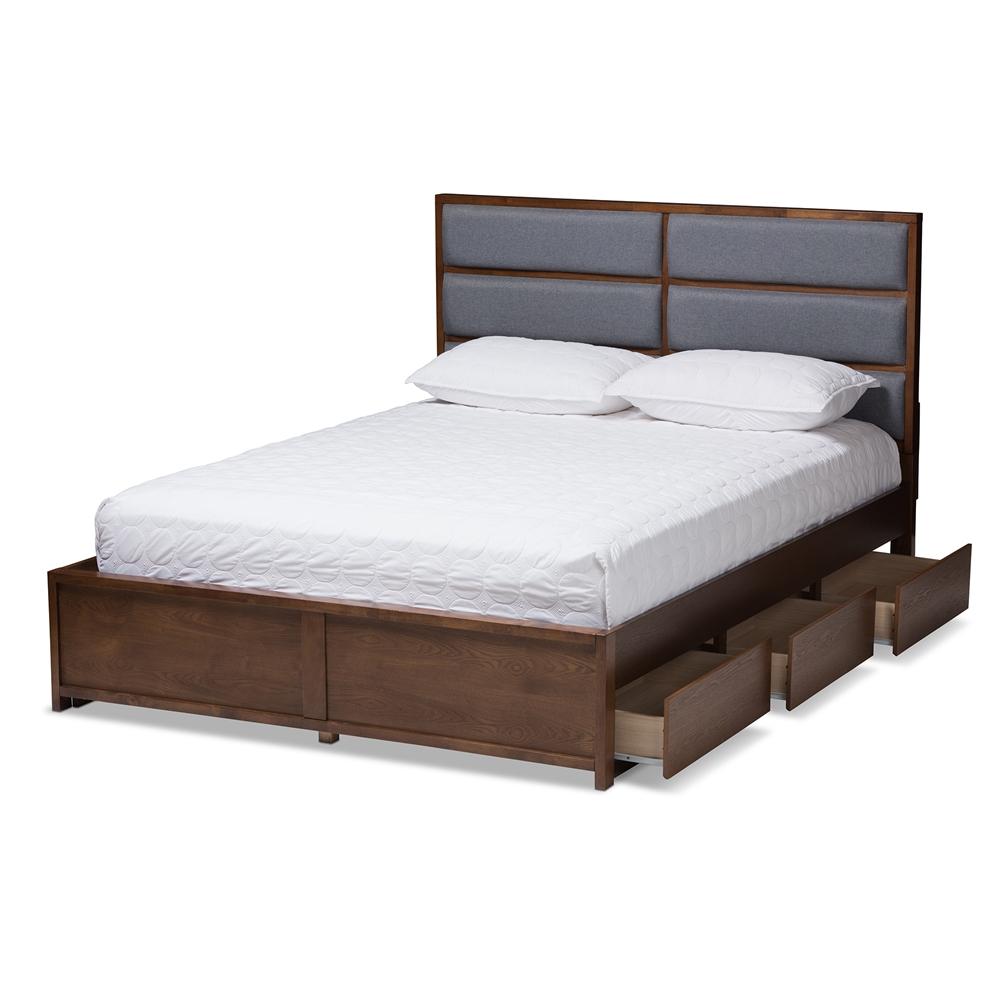 Marcelo Dark Grey Walnut Queen Storage Platform Bed - living-essentials