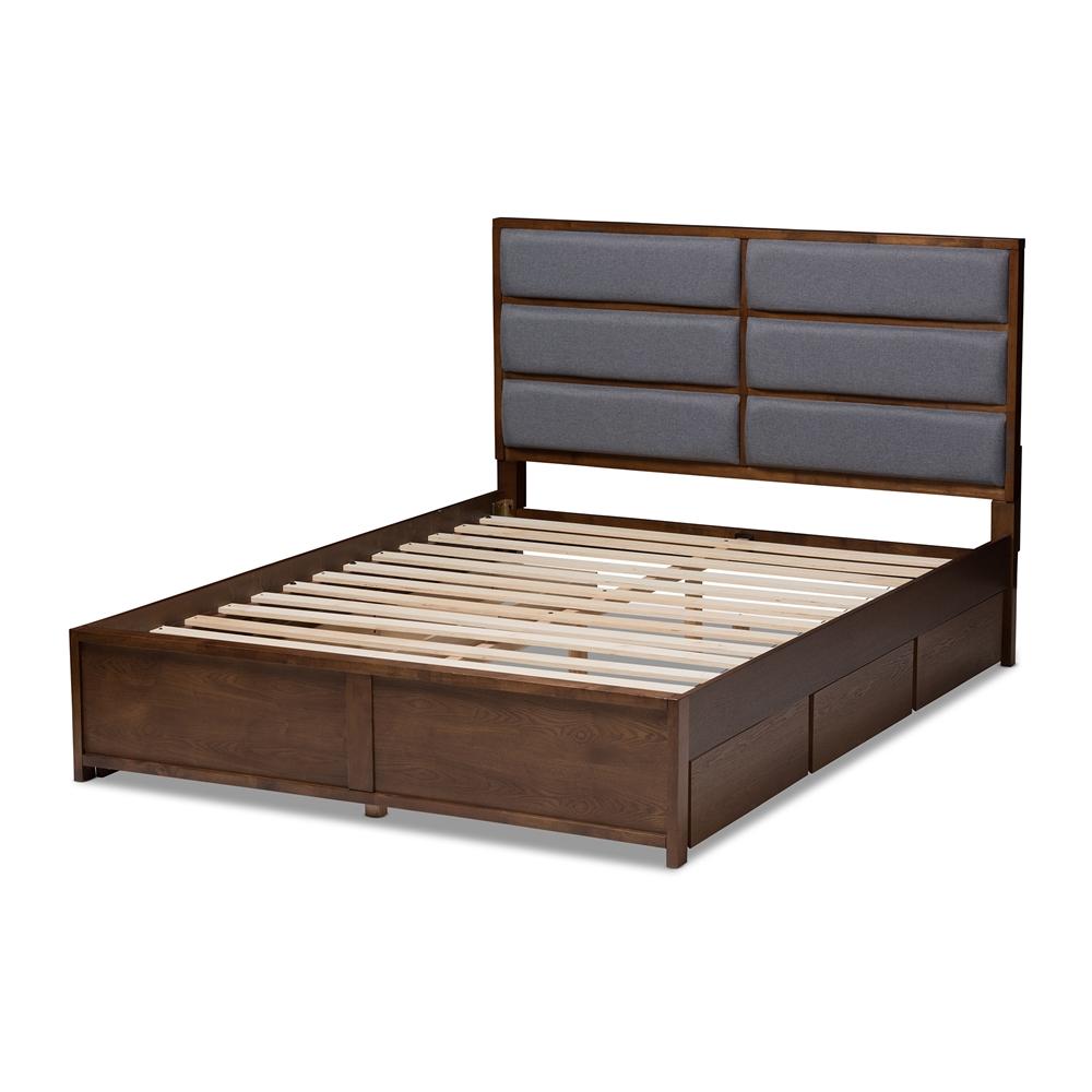 Marcelo Dark Grey Walnut Queen Storage Platform Bed - living-essentials