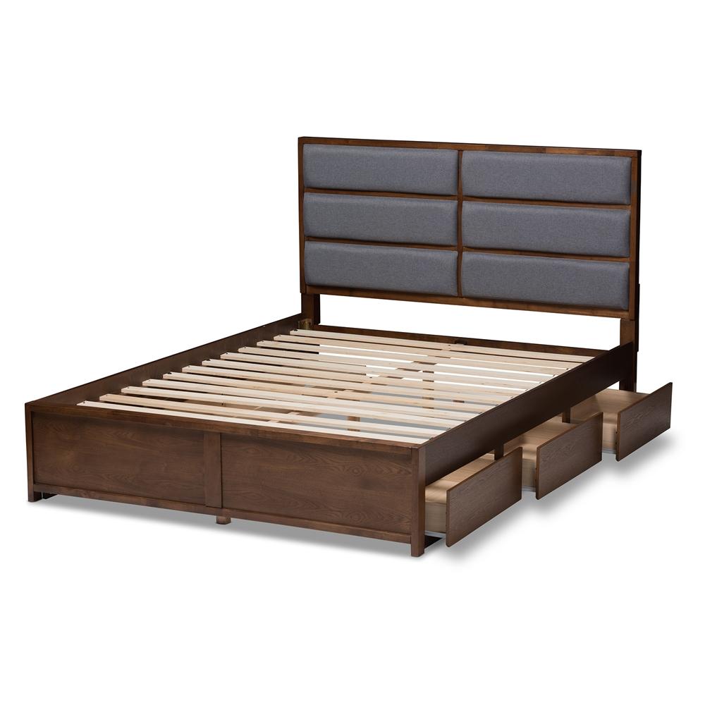 Marcelo Dark Grey Walnut Queen Storage Platform Bed - living-essentials