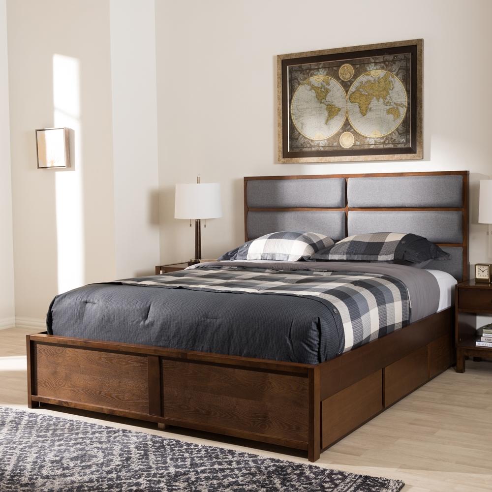 Marcelo Dark Grey Walnut Queen Storage Platform Bed - living-essentials