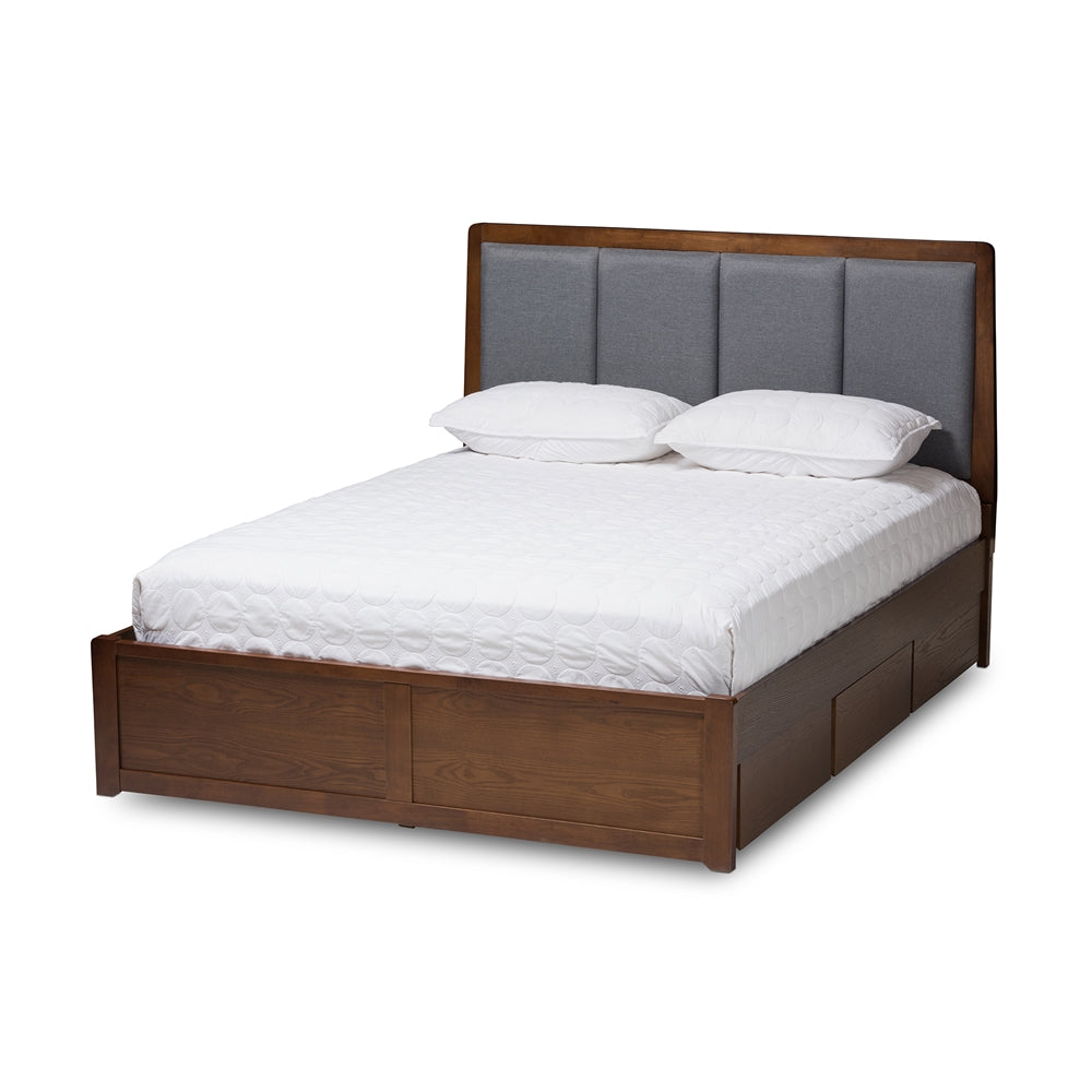 Brandt Dark Grey Walnut Queen Storage Platform Bed - living-essentials