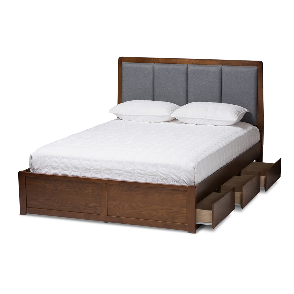 Brandt Dark Grey Walnut King Storage Platform Bed - living-essentials