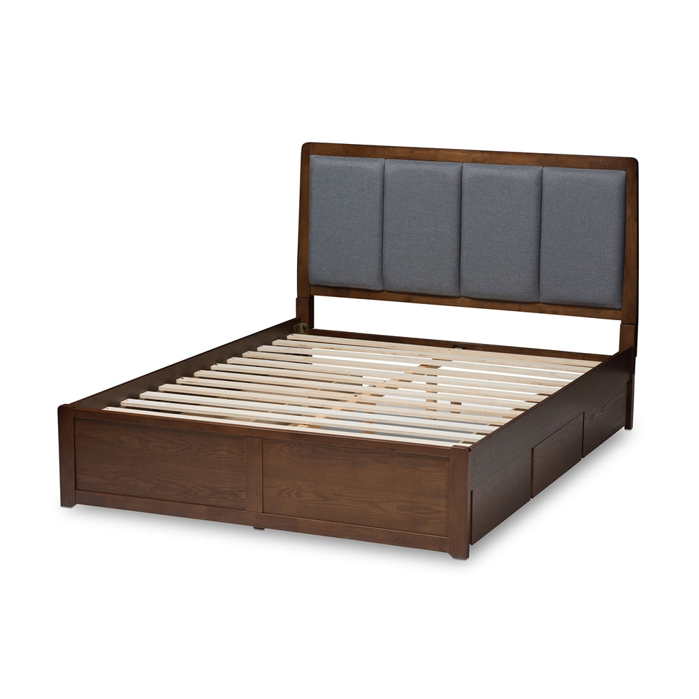 Brandt Dark Grey Walnut King Storage Platform Bed - living-essentials