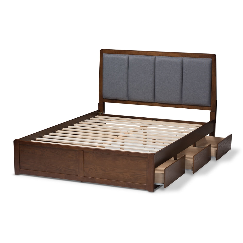 Brandt Dark Grey Walnut King Storage Platform Bed - living-essentials