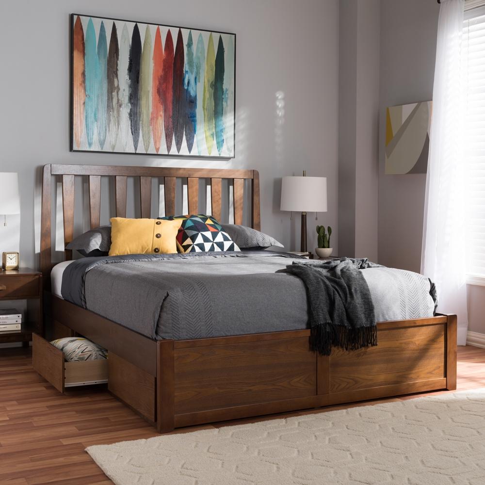 Raine Walnut King Storage Platform Bed - living-essentials