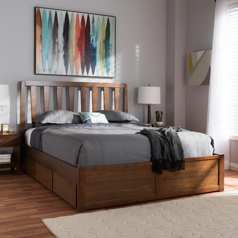 Raine Walnut King Storage Platform Bed - living-essentials