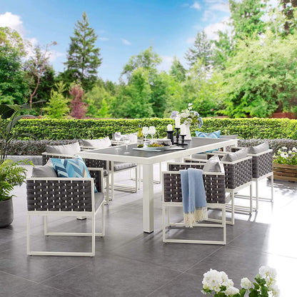 Stanford 9 Piece Outdoor Patio Aluminum Dining Set - -living essentials-