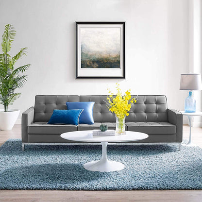 Knoll Tufted Button Artificial Leather Sofa - living-essentials