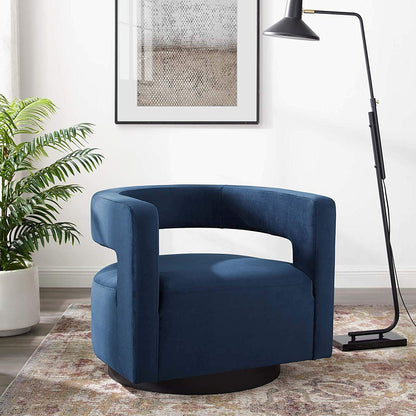 Sliver Cutaway Performance Velvet Swivel Armchair in Dusty - living essentials - 