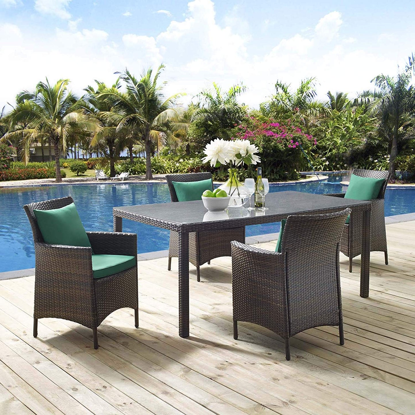 Cadence 5 Piece Outdoor Patio Wicker Rattan Set - -living essentials-
