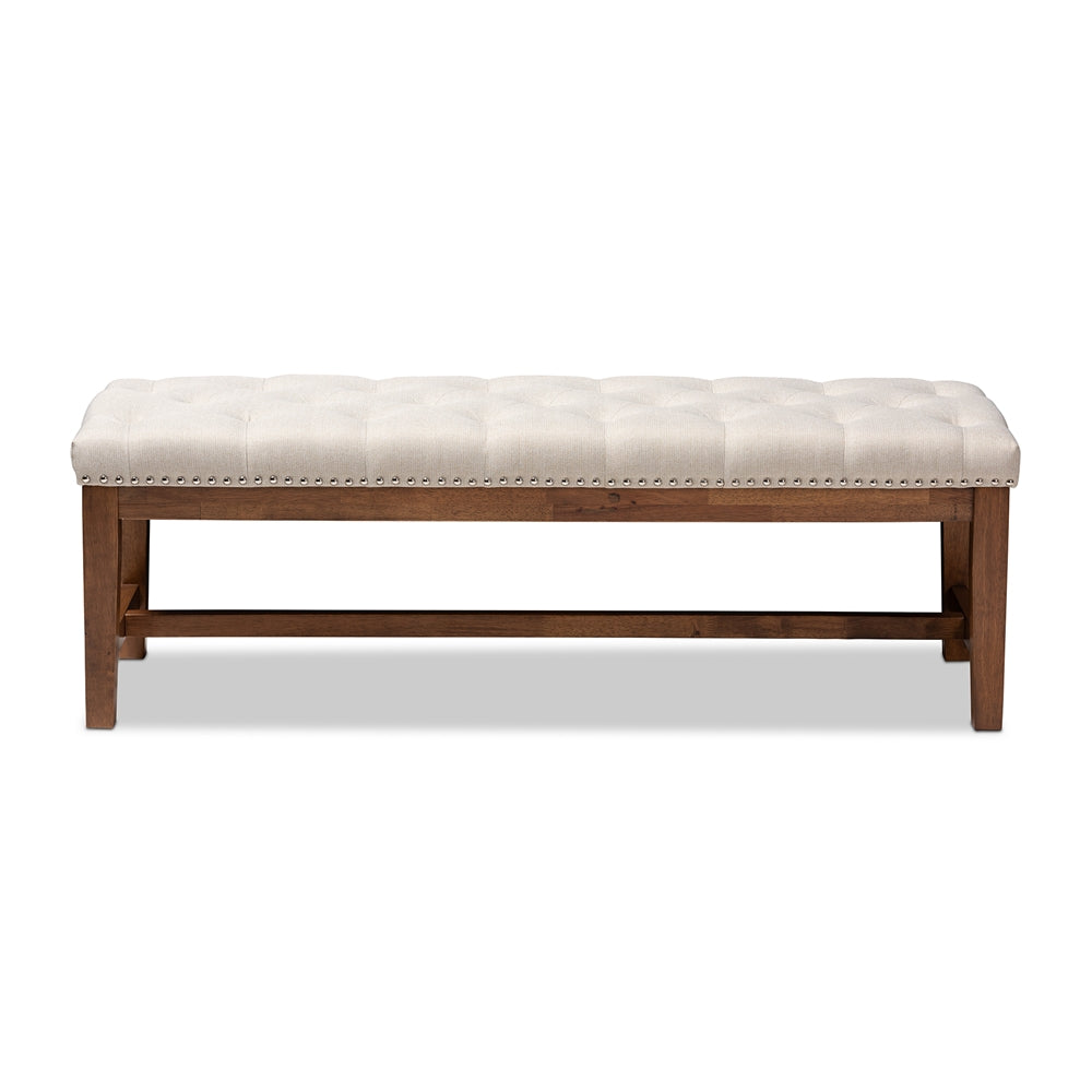 Aiva Walnut Finished Solid Rubberwood Bench - living-essentials