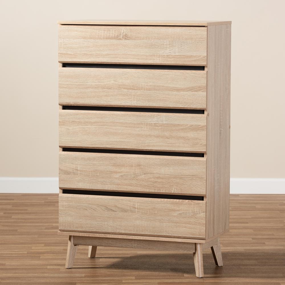 Mika Light Oak and Dark Grey 5-Drawer Chest - living-essentials