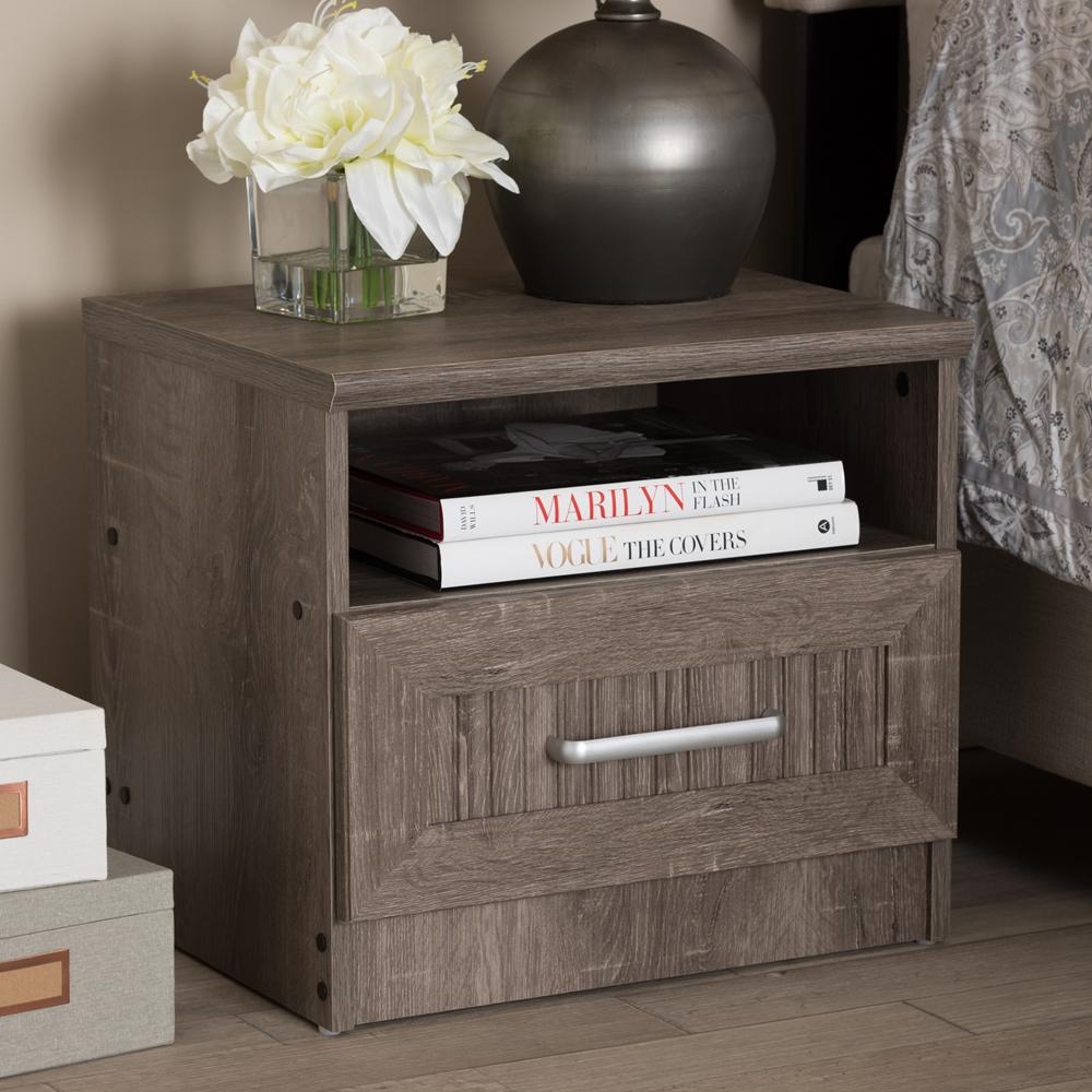 Gala Oak Brown 1-Drawer Nightstand - living-essentials