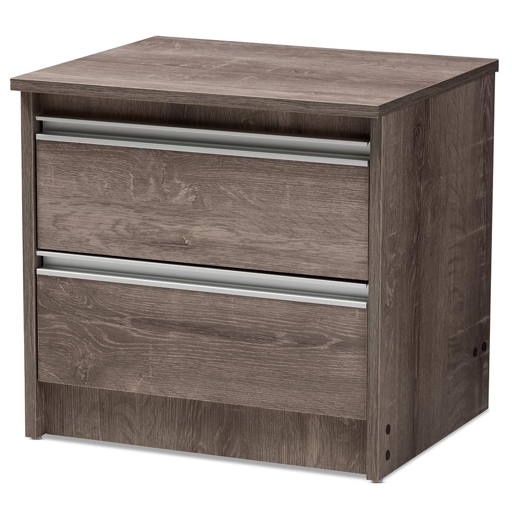 Gala Oak Brown 2-Drawer Nightstand - living-essentials